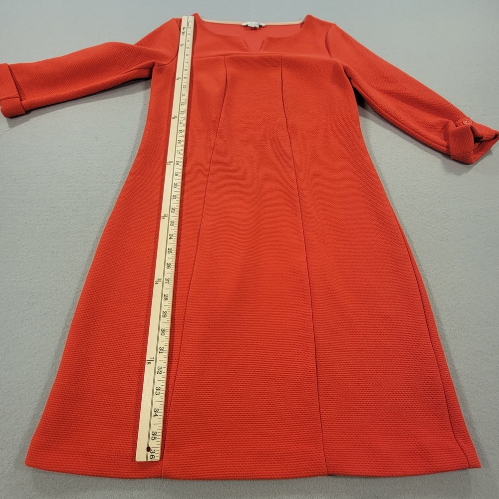 Boden Textured Shift Dress Coral‎ Red 3/4 Sleeve Mod Preppy Classic Women's US 8 - Picture 8 of 11
